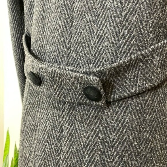 Stunningly Beautiful Wool Velvet Coat Long Made in the USA Dark Gray/Black Sz 8 - Picture 8 of 16